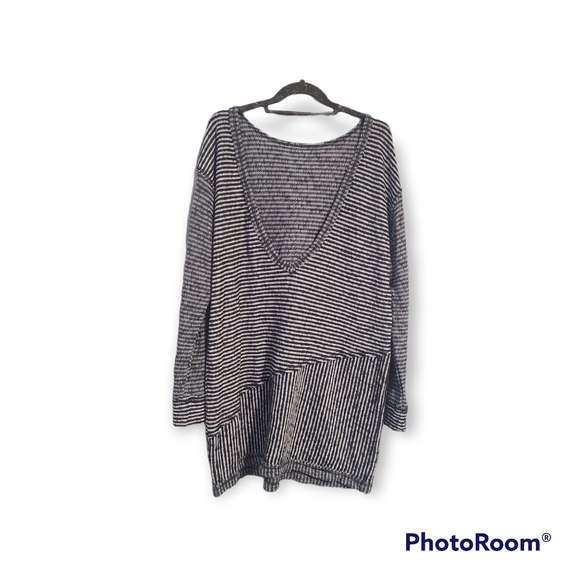 Free People Striped Backless Tunic Shirt Medium - Picture 2 of 3